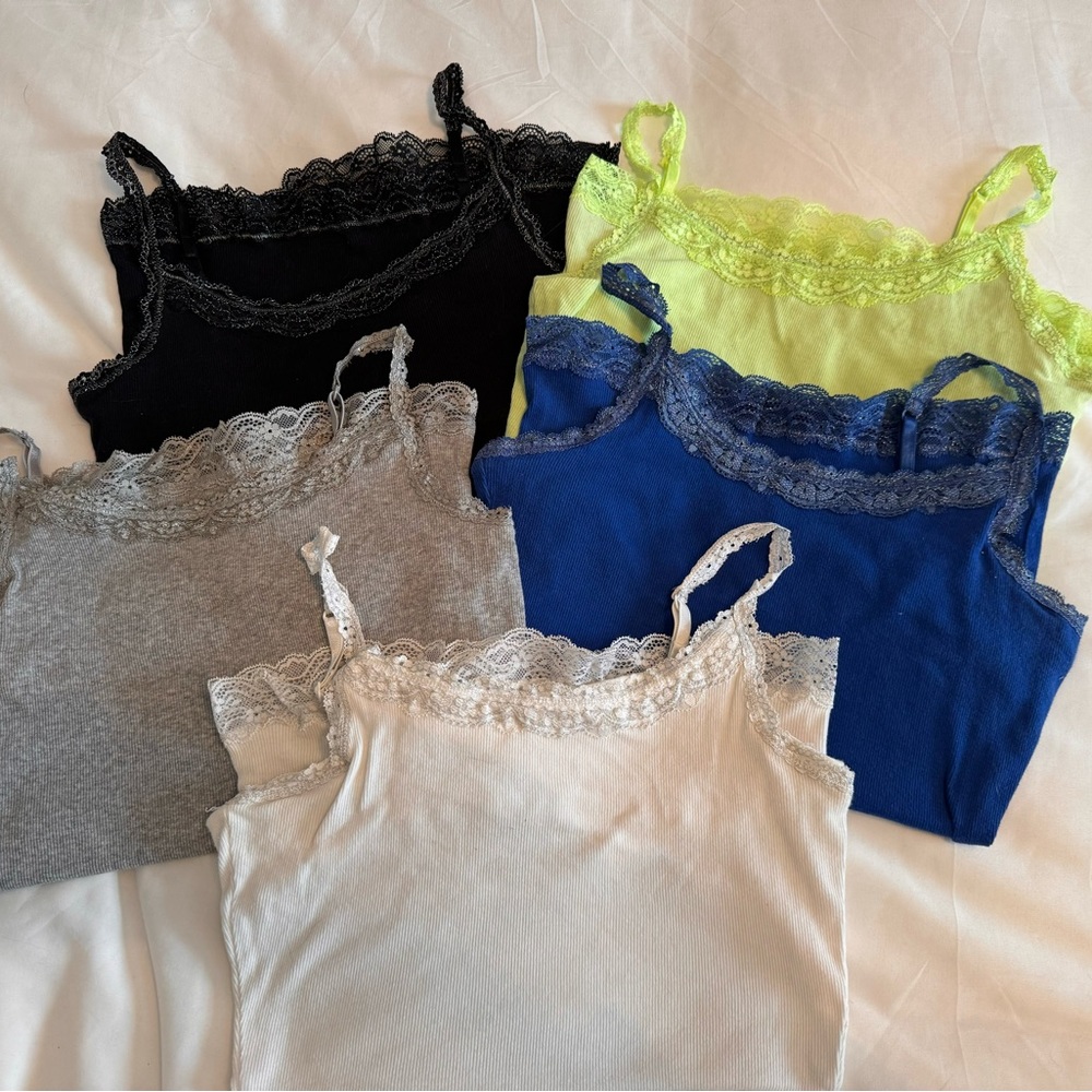 Justice lace trimmed tank tops excellent condition